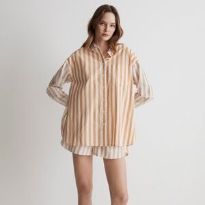 Striped Oversized Shirt and Shorts Set
